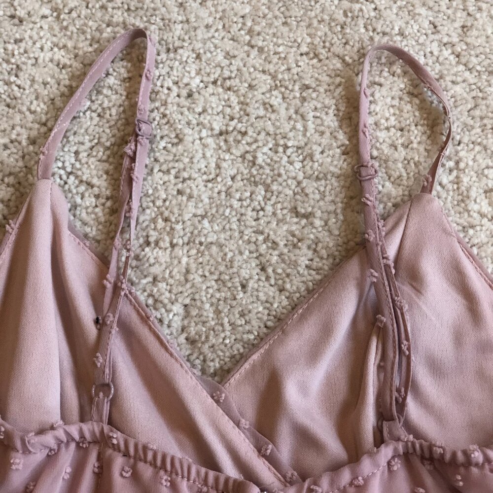 Altar'd State Baby Doll Sleeveless Adjustable Straps Pink Lined Sheer Mini Dress - Picture 9 of 15